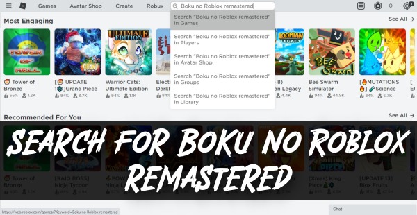 search for Boku no Roblox remastered