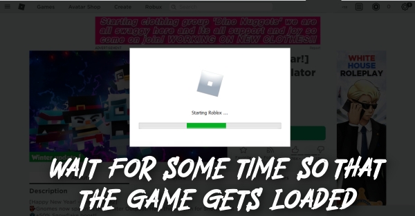 wait for some time so that the game gets loaded