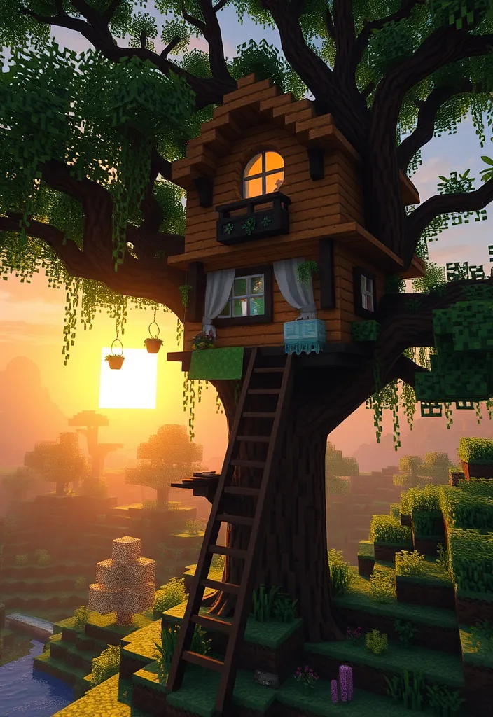 Minecraft Bed Builds Ideas: The Treehouse Bed
