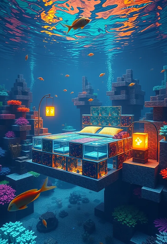 Minecraft Bed Builds Ideas: The Underwater Bed