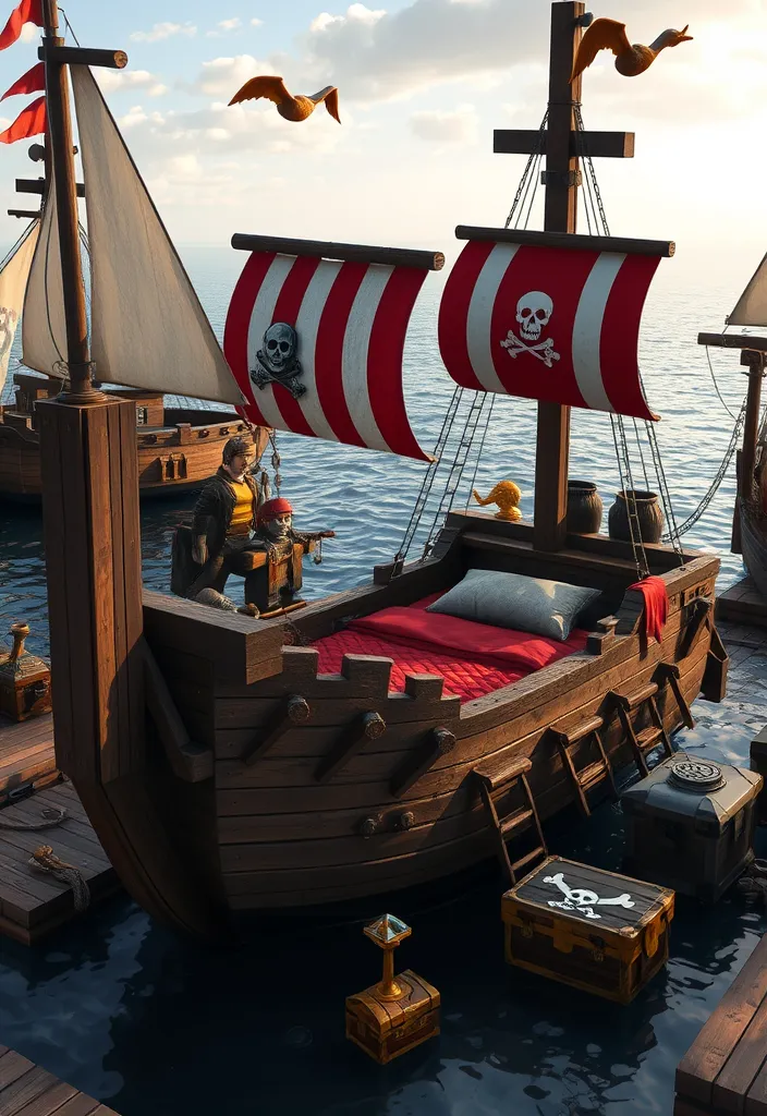 Minecraft Bed Builds Ideas: The Pirate Ship Bed