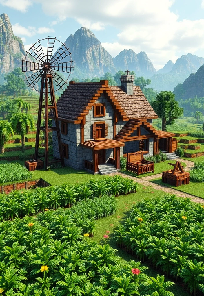 Minecraft Jungle House Ideas: Jungle Farmhouse