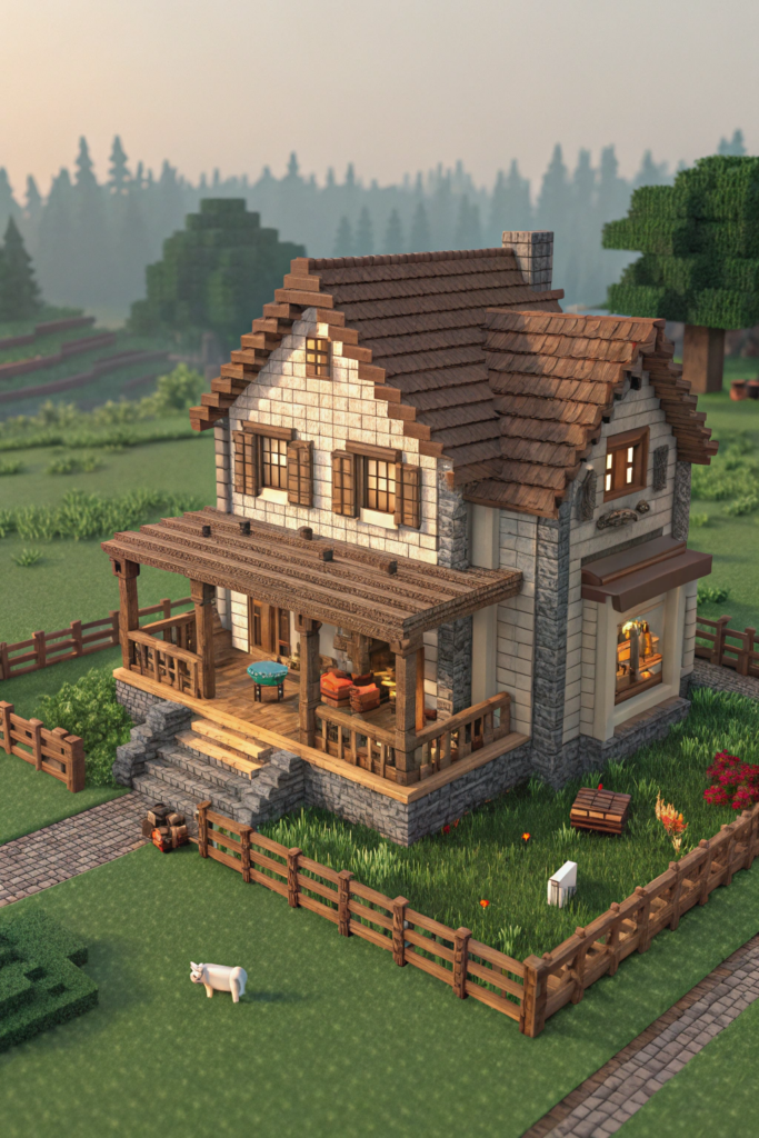 Minecraft House Ideas: Charming Farmhouse