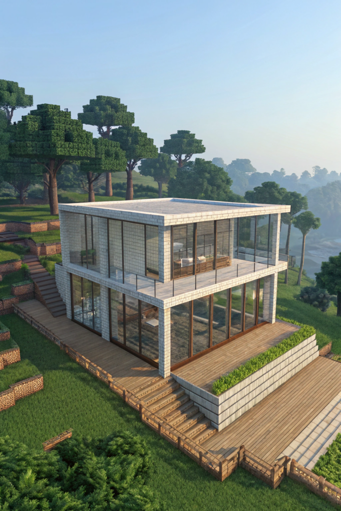 Minecraft Modern House Ideas: Minimalist Glass House