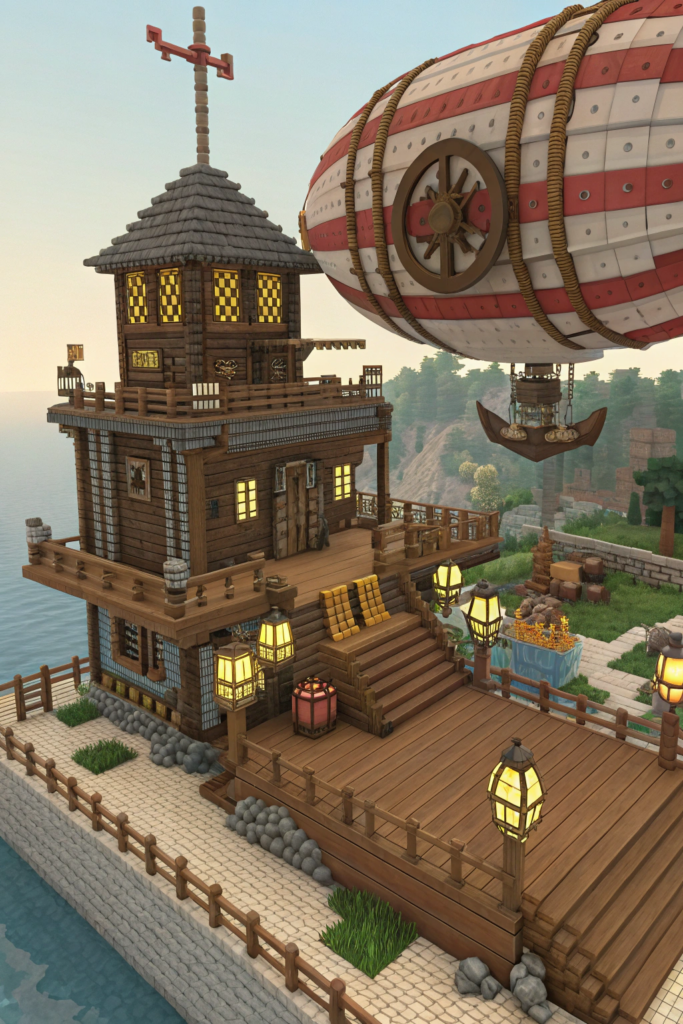 Minecraft Steampunk Ideas: Steampunk Airship Dock