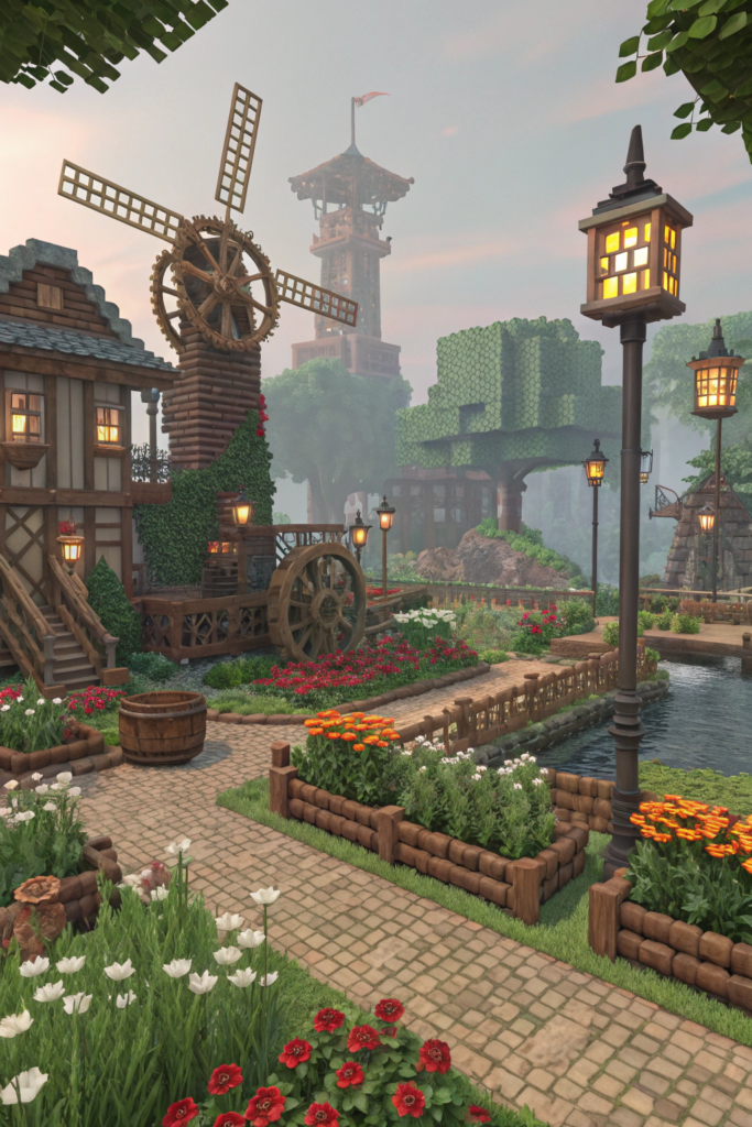 Minecraft Steampunk Ideas: Steampunk Garden