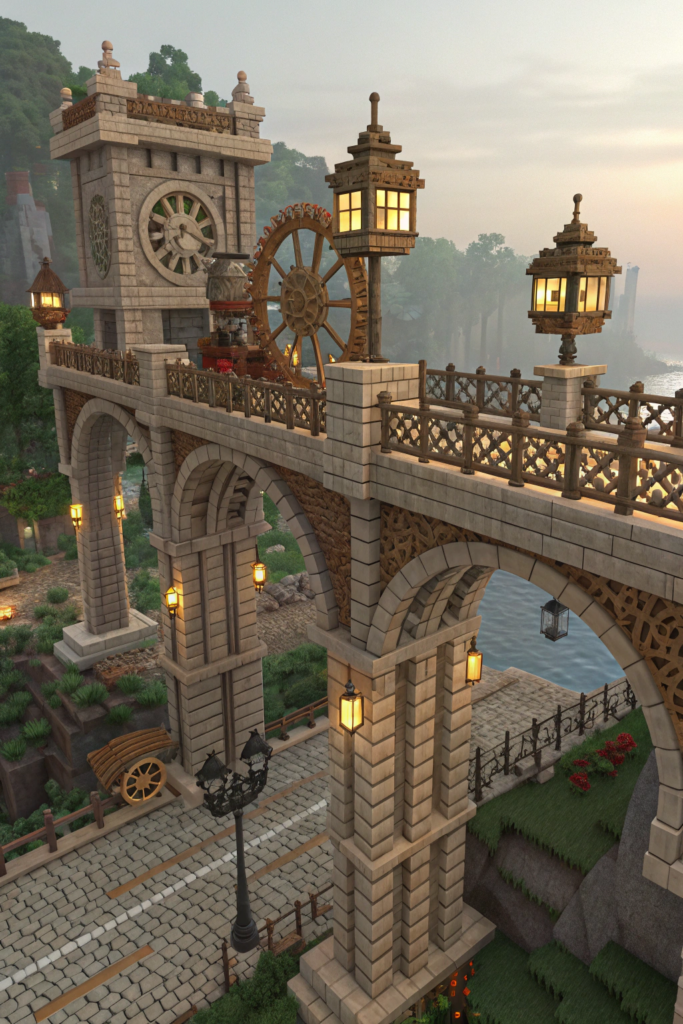 Minecraft Steampunk Ideas: Steampunk Bridge