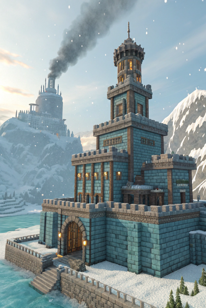 Minecraft Steampunk Ideas: Steam-Powered Ice Citadel