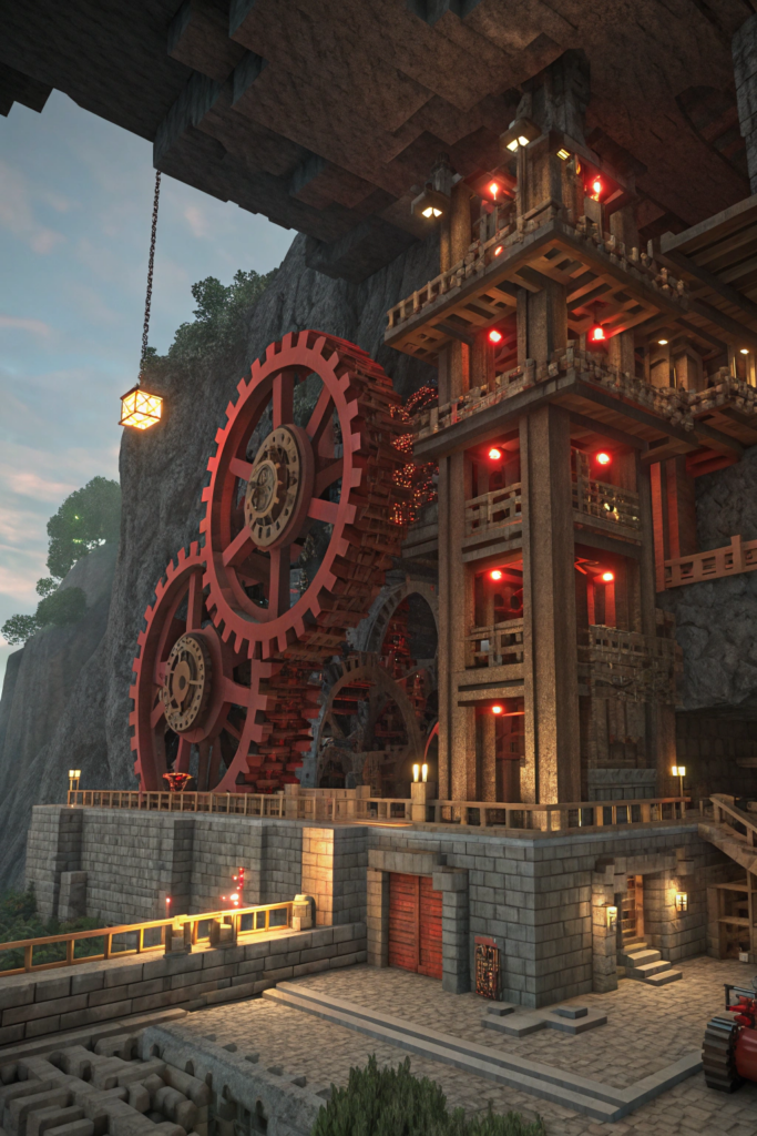 Minecraft Steampunk Ideas: Underground Gearwork Caverns