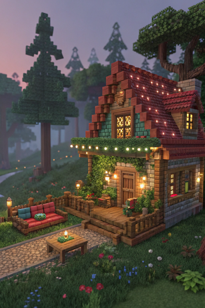 Minecraft Mountain Cabin Ideas : Enchanted Forest Cabin