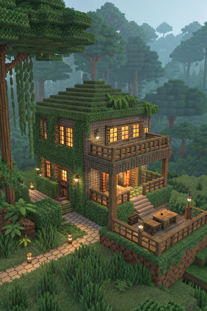 Minecraft Jungle House Ideas: Hidden Jungle Bungalow
