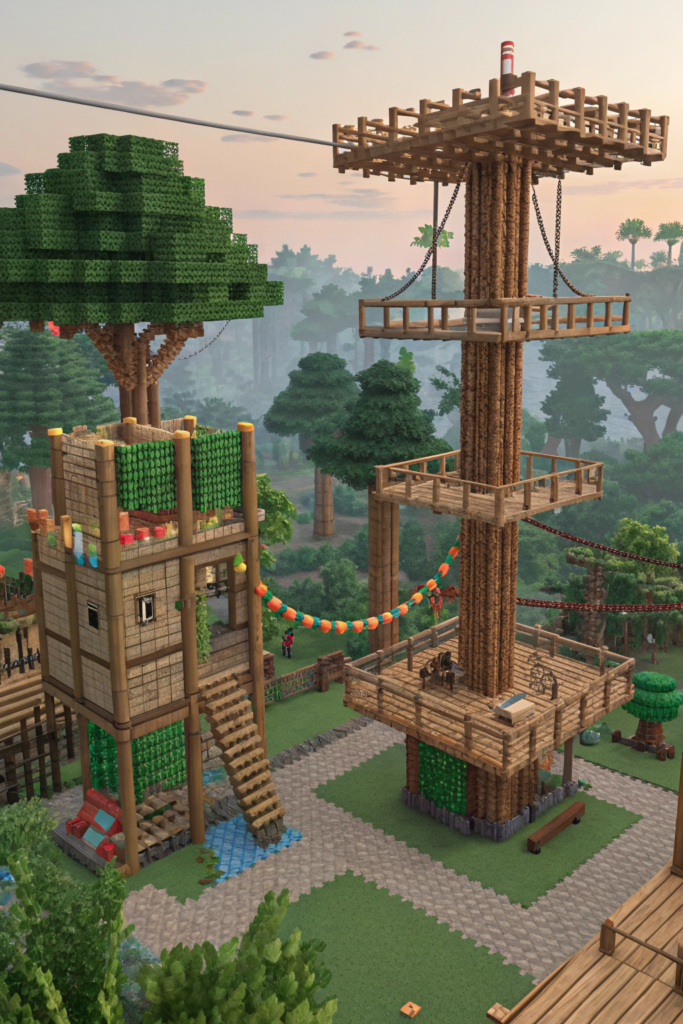 Minecraft Jungle House Ideas: Jungle Adventure Park