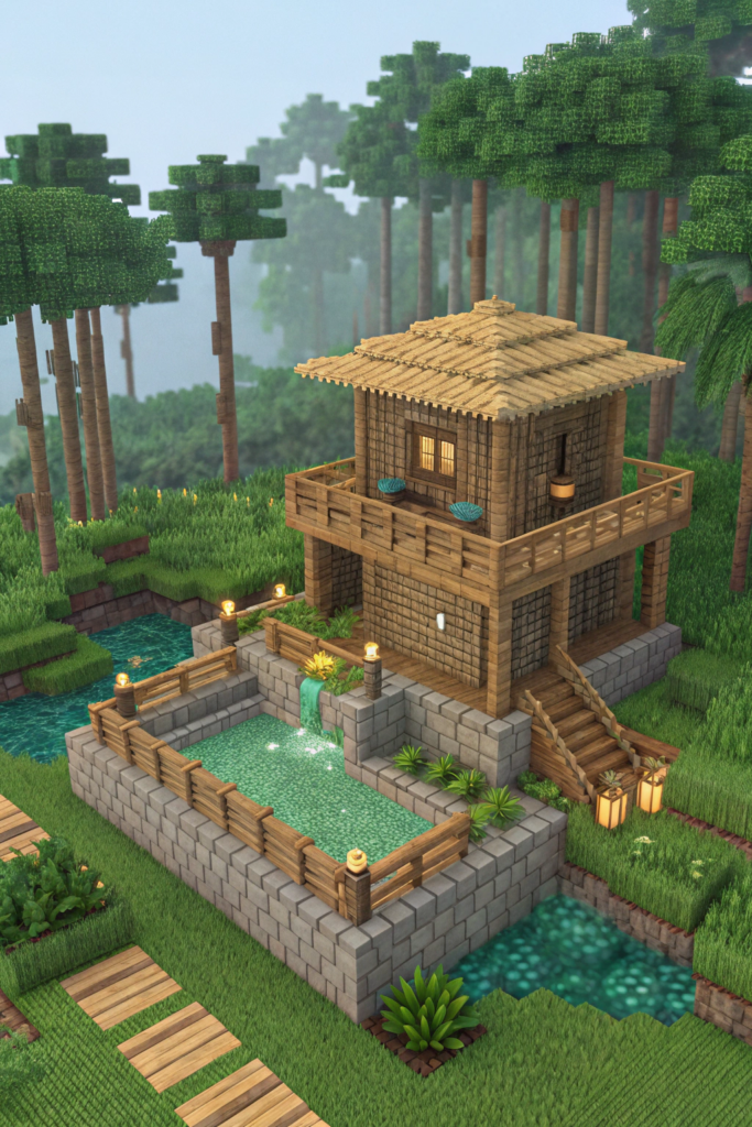 Minecraft Jungle House Ideas: Jungle Spa Retreat