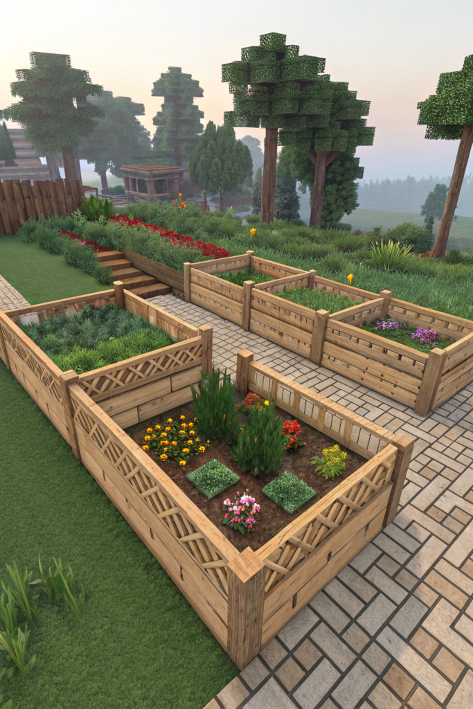 Minecraft Bed Garden Layouts Ideas: The Zigzag Design
