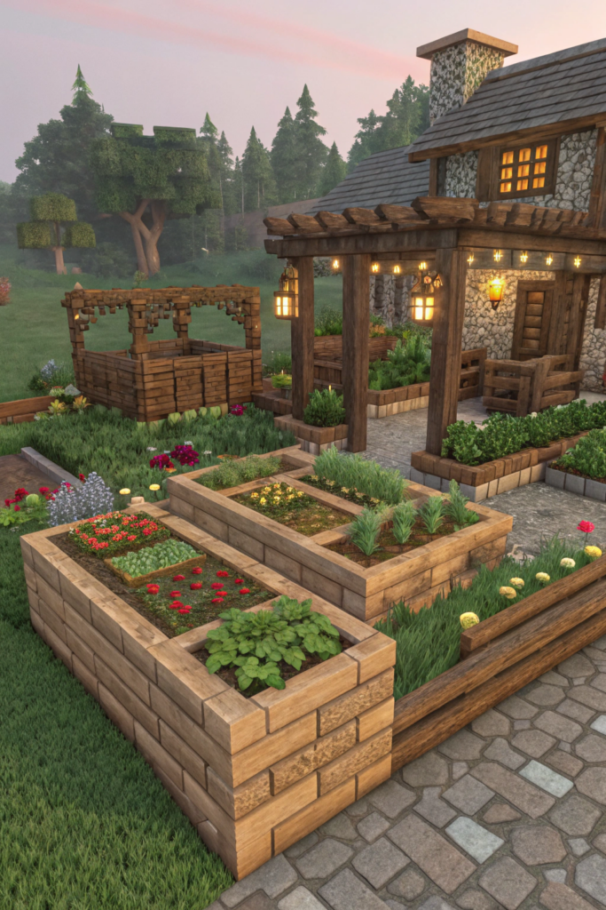 Minecraft Bed Garden Layouts Ideas: The Rustic Charm