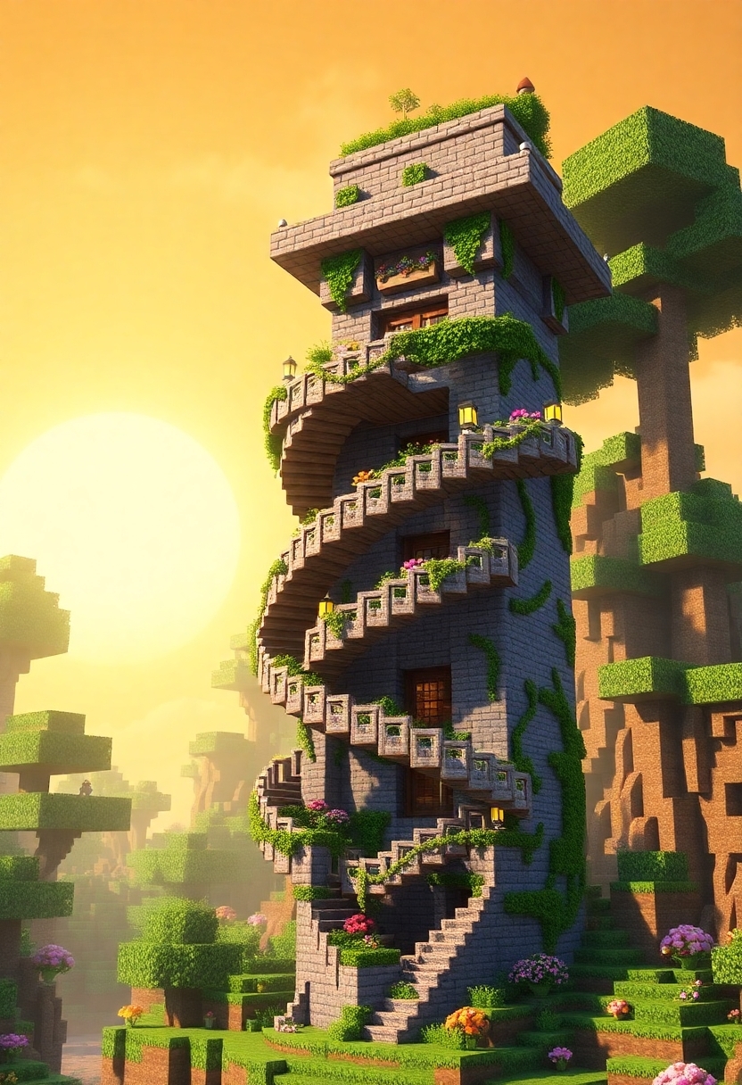 Minecraft Tower Designs : SpiralStaircaseTower