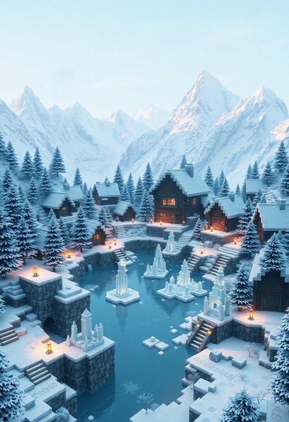 Minecraft Kingdom Builds: Snowy Mountain Village