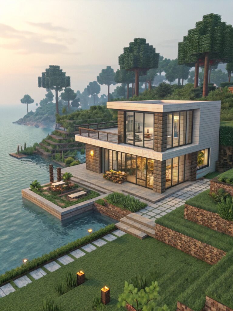 create a minecraft style build using only in game 1 21