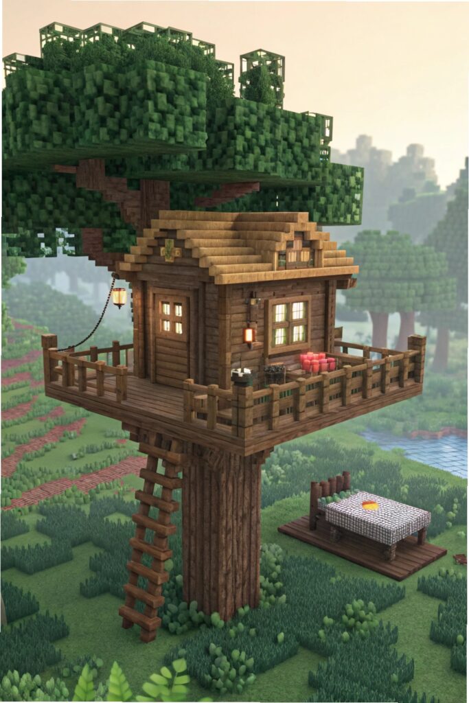 Things to Build in Minecraft: Simple Treehouse Designs