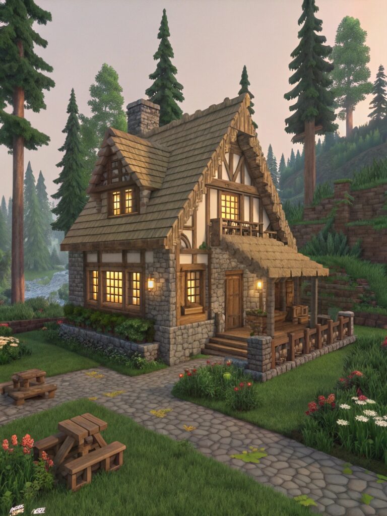 Cute Minecraft Cottage Ideas: Cozy Forest Cottage