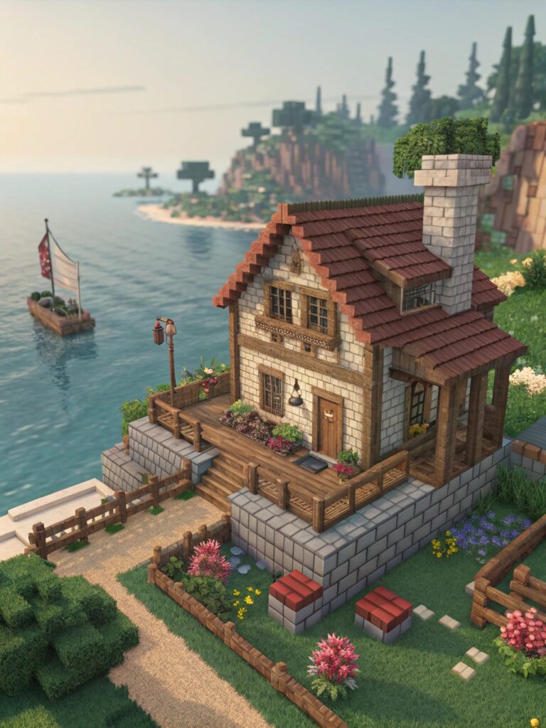 Cute Minecraft Cottage Ideas: Seaside Cottage Design