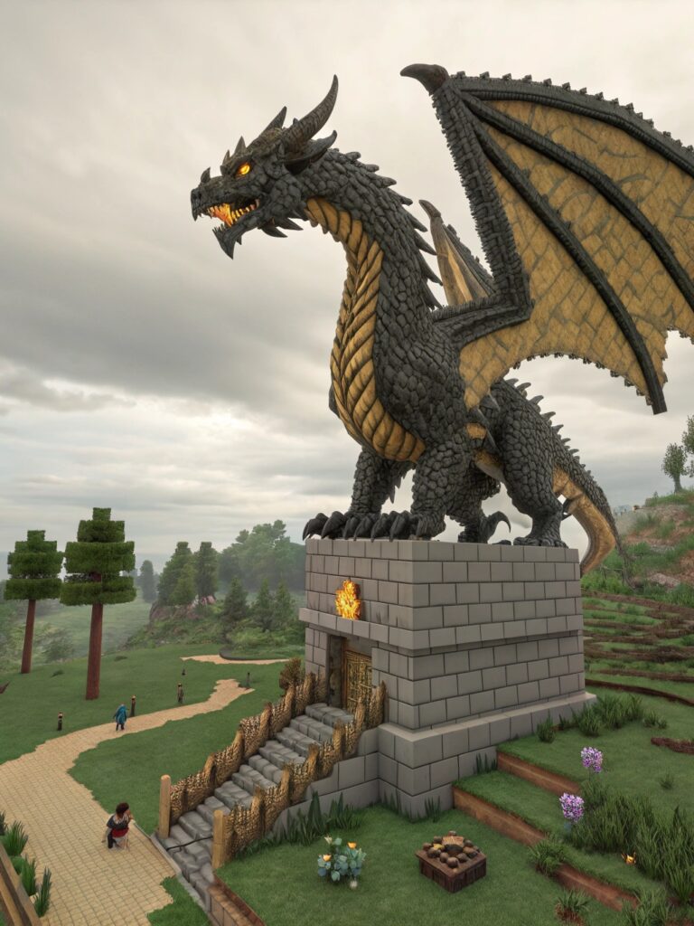 Minecraft Statue Ideas: Fantasy Creature Designs