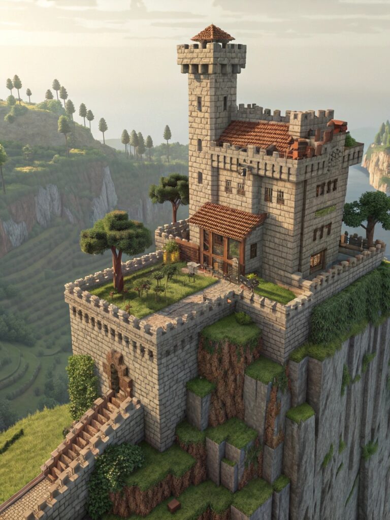 Minecraft Cliff House Ideas : Cliff Top Castle