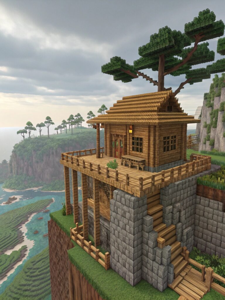 Minecraft Cliff House Ideas : Simple Cliff Hut
