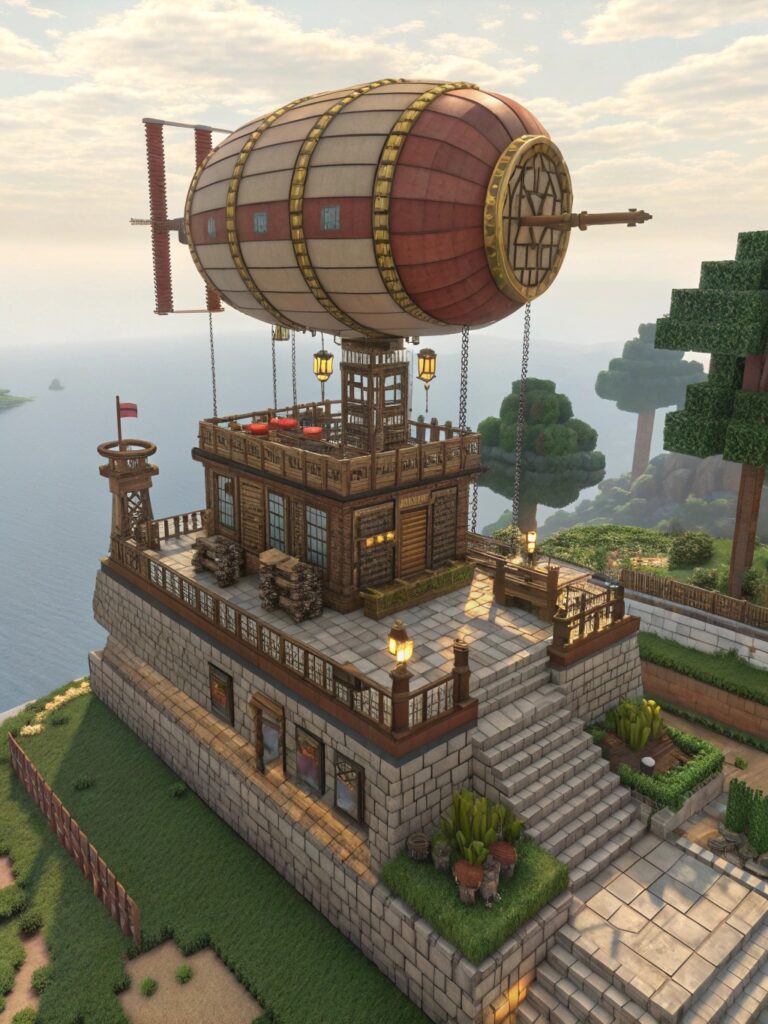 Minecraft Tower Designs : SteampunkAirshipDock