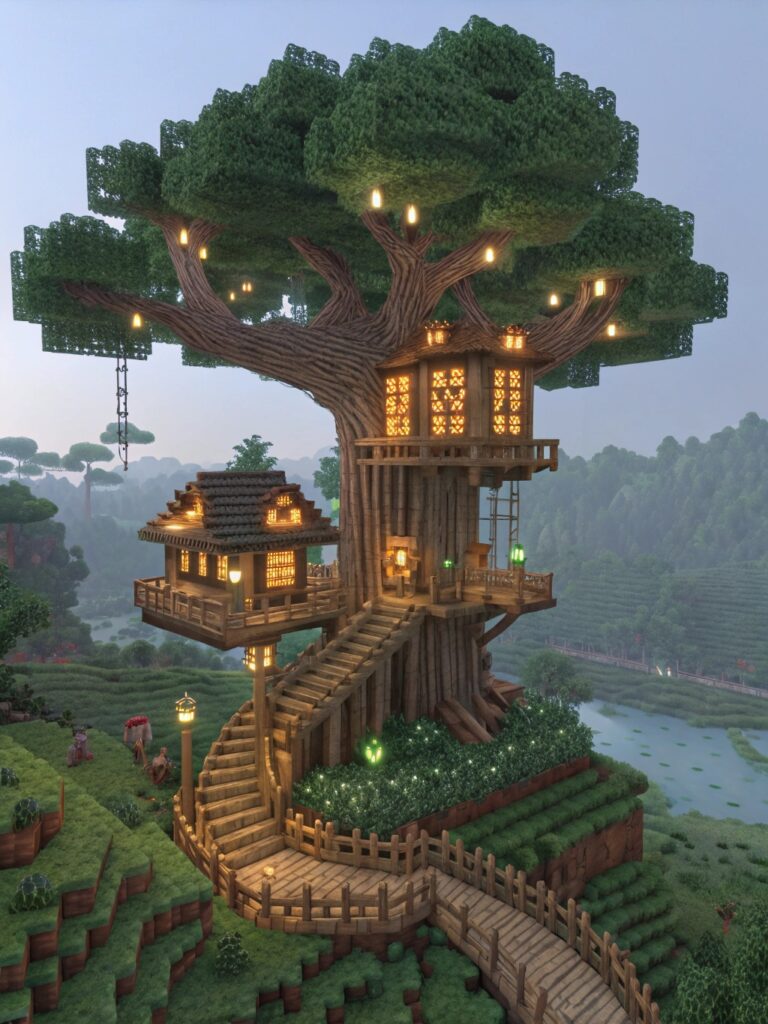 Whimsical Minecraft Houses: Enchanted Treehouse Mansion