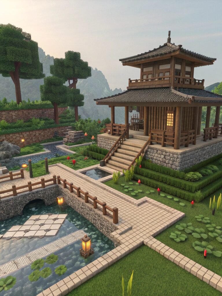 Minecraft Garden Designs: Traditional Japanese Gardens