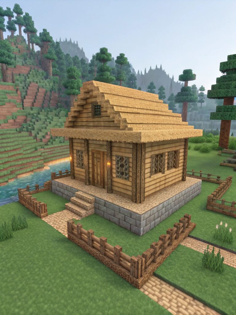 Minecraft Starter House: Simple Wooden Cabin