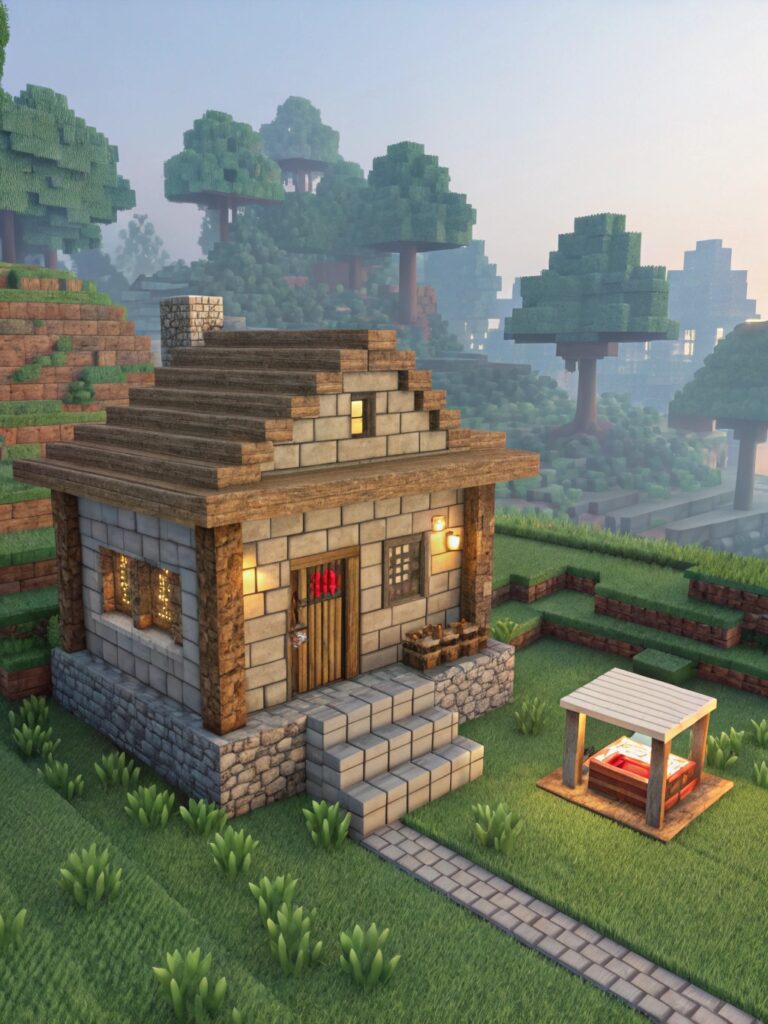 Minecraft Starter House: Cozy Stone Hut