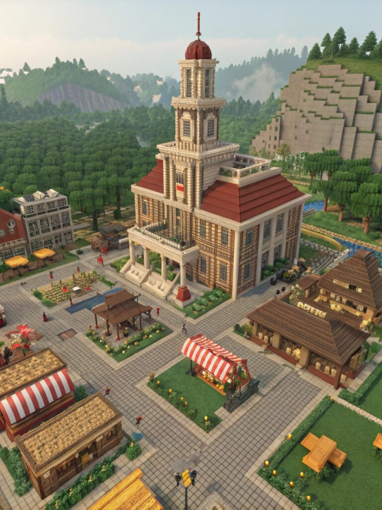 Minecraft Town Ideas : Building a Thriving Town Center