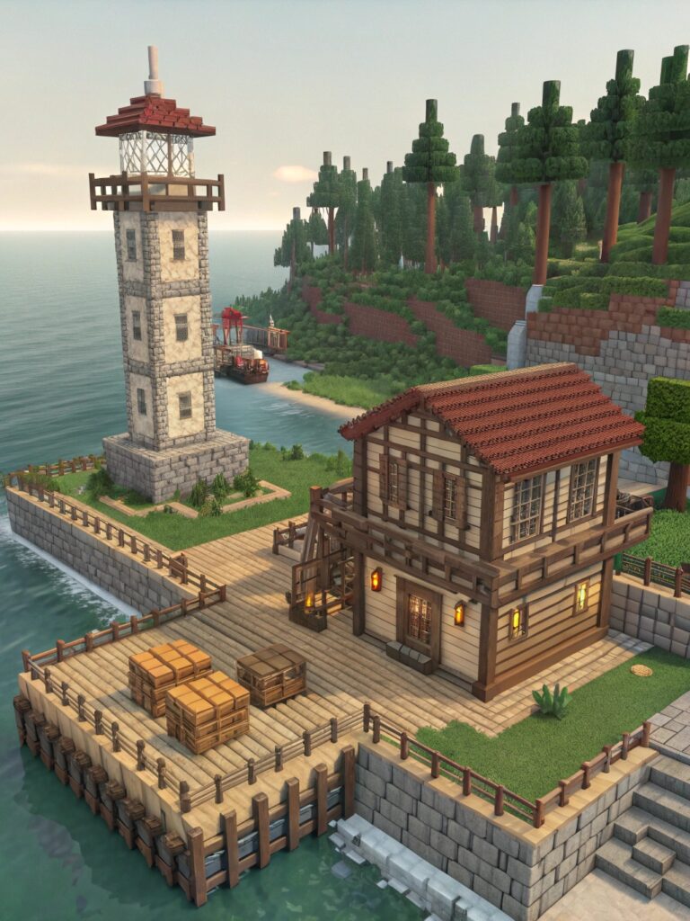 Minecraft Town Ideas : Designing a Functional Port Area