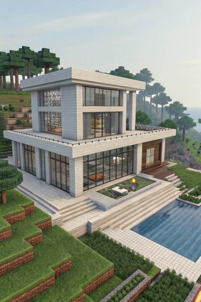 Minecraft House Templates: Modern Mansion Design