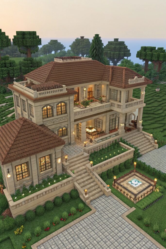 Minecraft House Templates: Luxury Mansion Floorplan