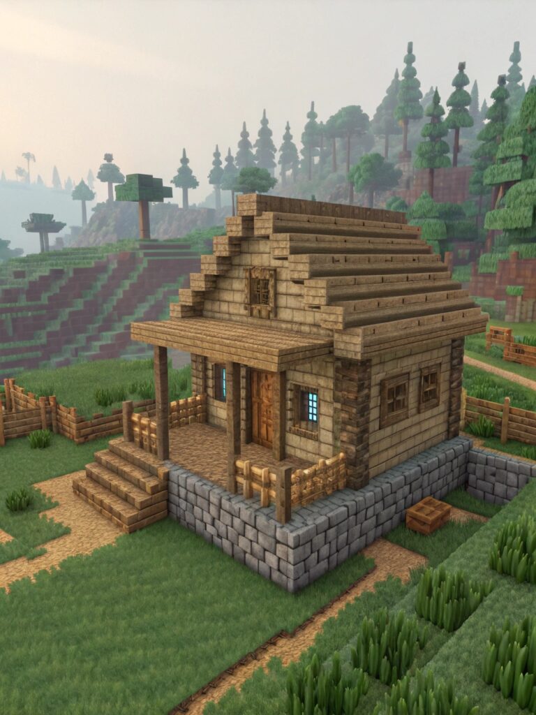 Minecraft Starter House: Primitive Pioneer Hut