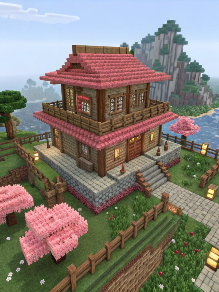 Cherry Blossom House Minecraft Builds: Using Redstone for Automated Features