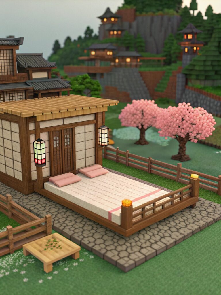 Minecraft Bed Designs : Japanese Style Bed