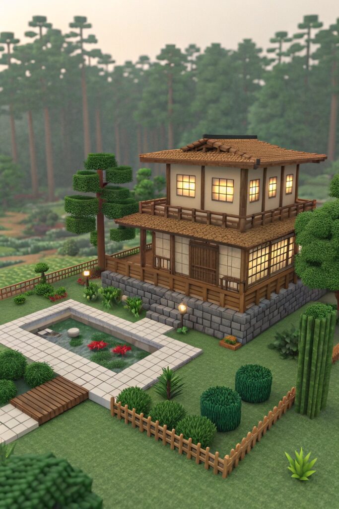 Pretty Minecraft Houses: Japanese Zen House Ideas