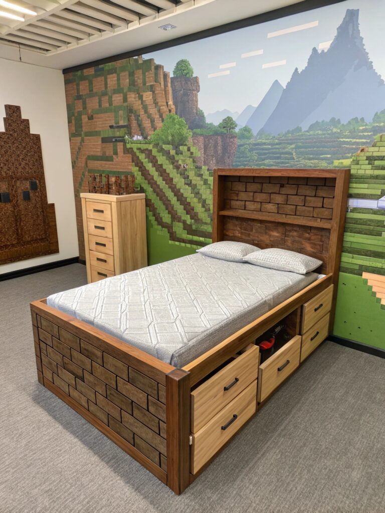 Minecraft Bed Designs : Hidden Compartment Bed
