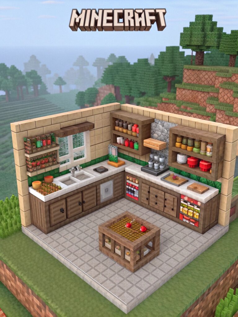 Minecraft Kitchen Ideas: Kitchen Designs With a Focus on Storage and Organization