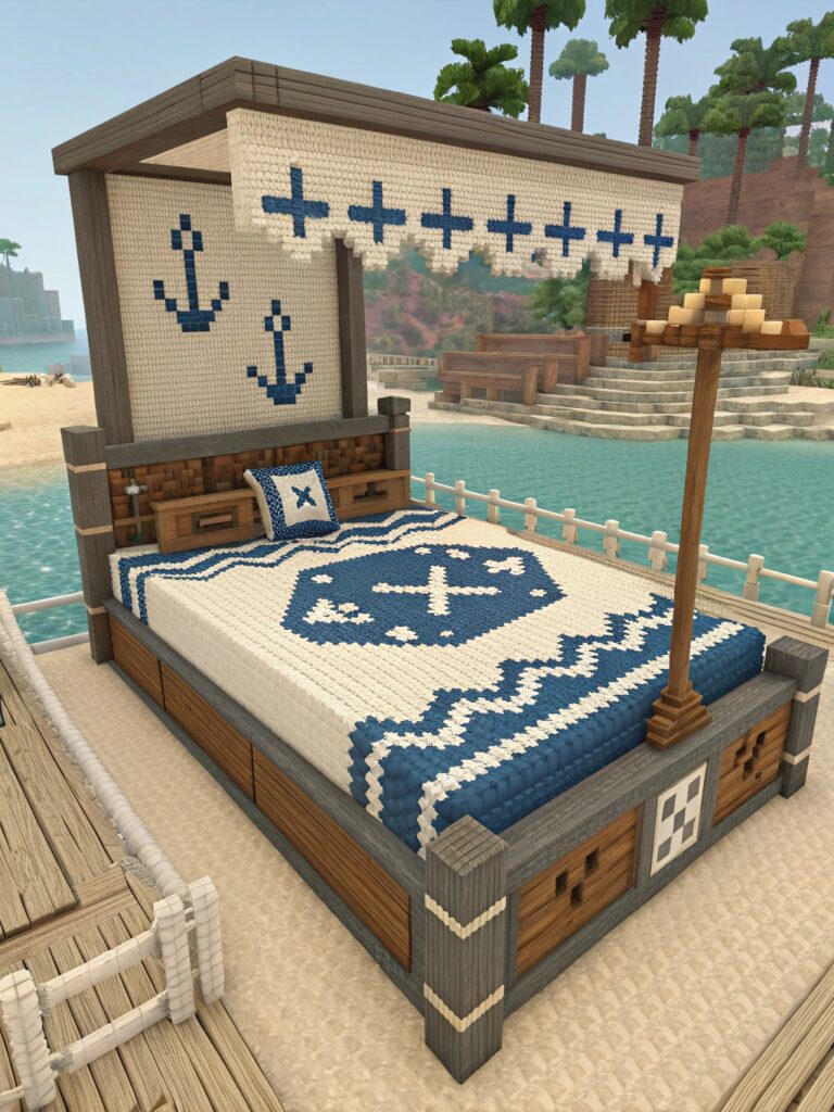Minecraft Bed Designs : Nautical Themed Bed