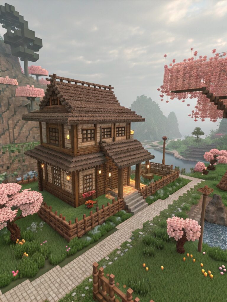Cherry Blossom House Minecraft Builds:
howcasing Your Finished House