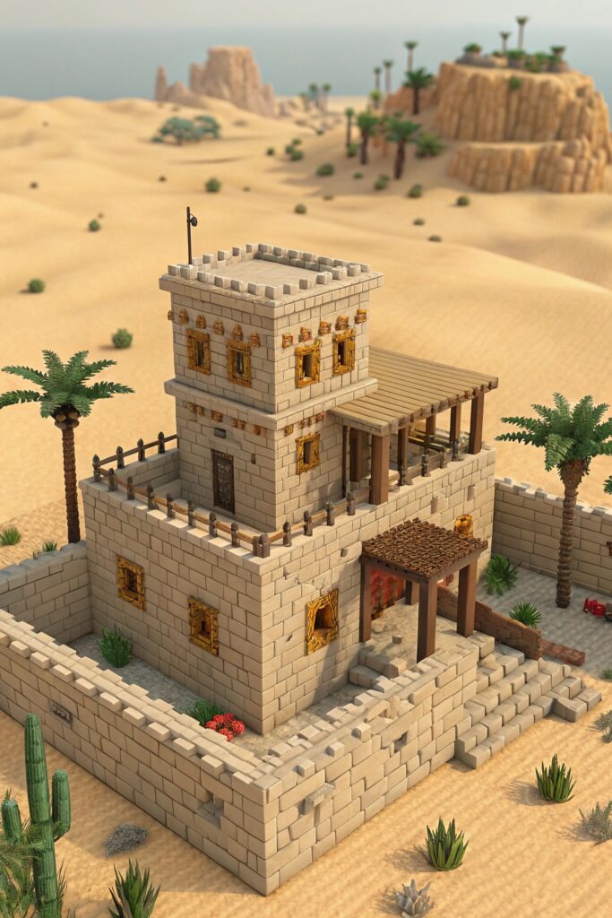Minecraft House Templates: Desert Outpost Building Plan