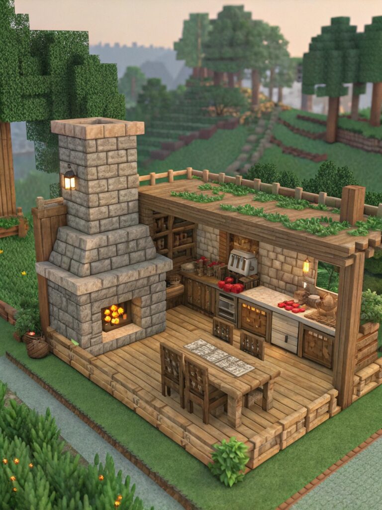 Minecraft Room Designs: Rustic Kitchen Spaces