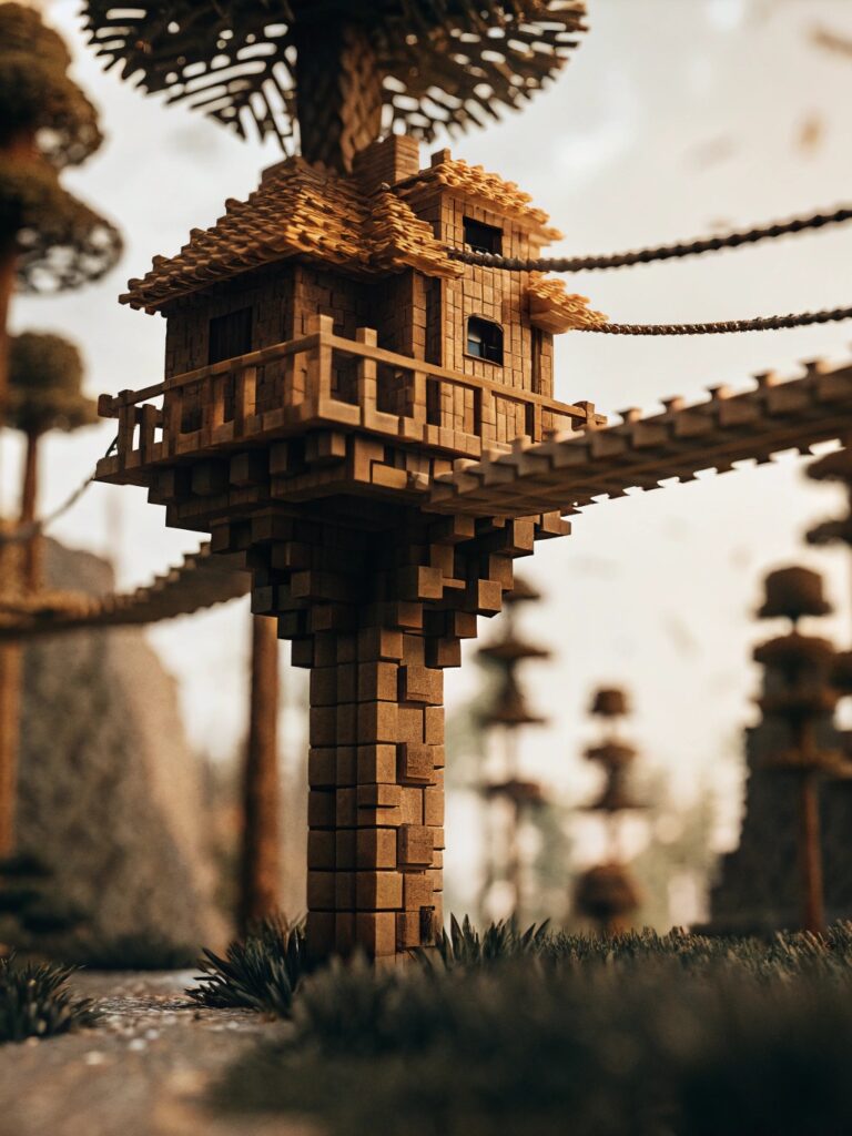 Minecraft Bridge Ideas: Treehouse Bridge Connections