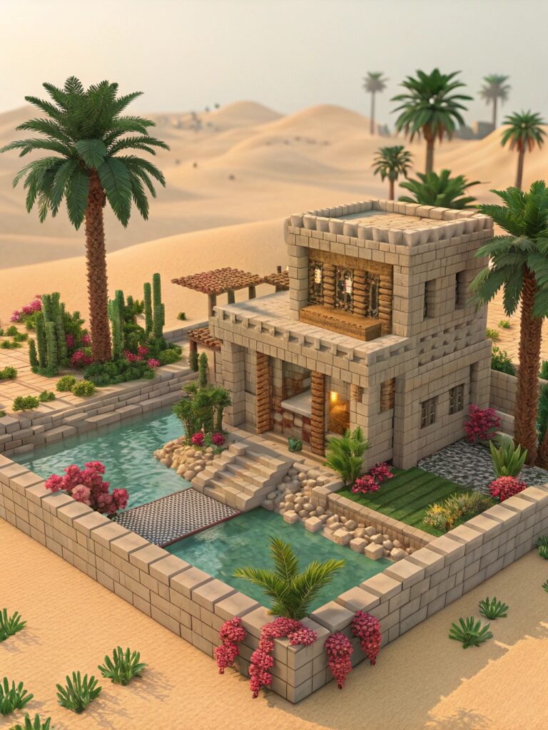 Minecraft Garden Designs: Desert Oasis Designs