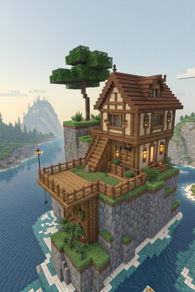 Minecraft House Templates: Floating Island House Template
